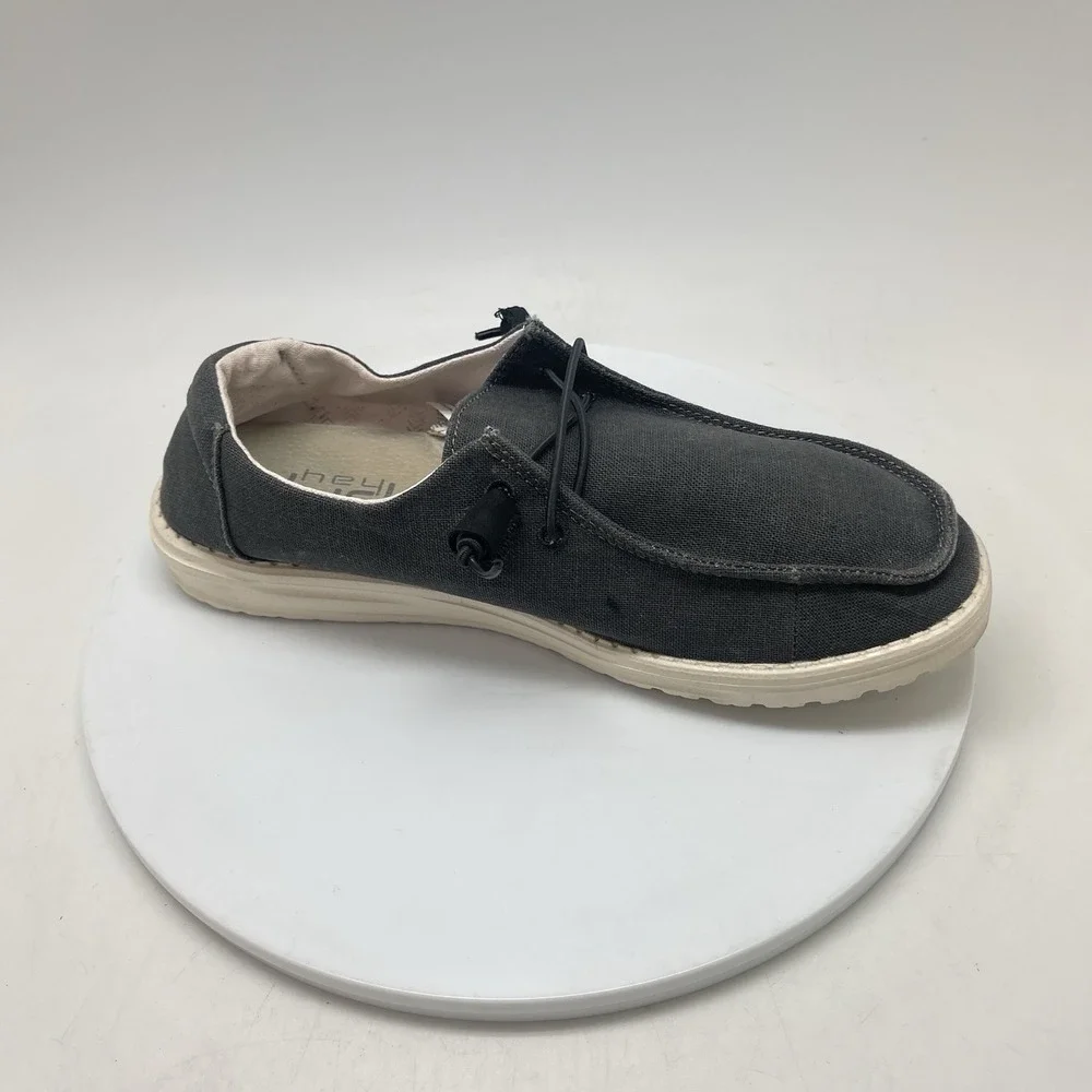 Hey Dude Shoes Womens 10 Wendy Chambray Gray Canvas Walking Casual‎ Slip Ons